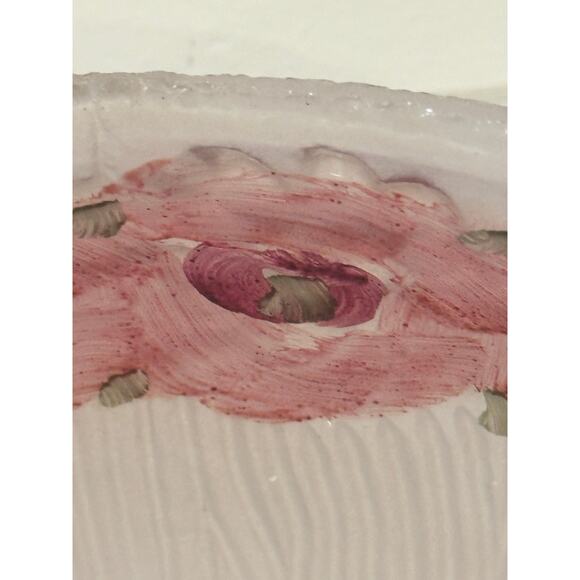 Round Ribbed Antique Floral Painted Embossed Frosted Glass 6.25" Shade - Picture 2 of 4